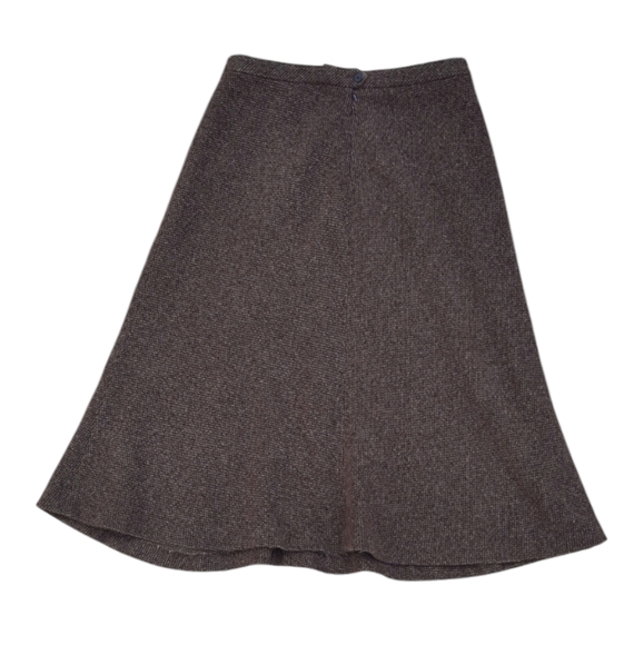 Ralph Lauren Brown Tweed Wool Midi Skirt - Picture 2 of 5